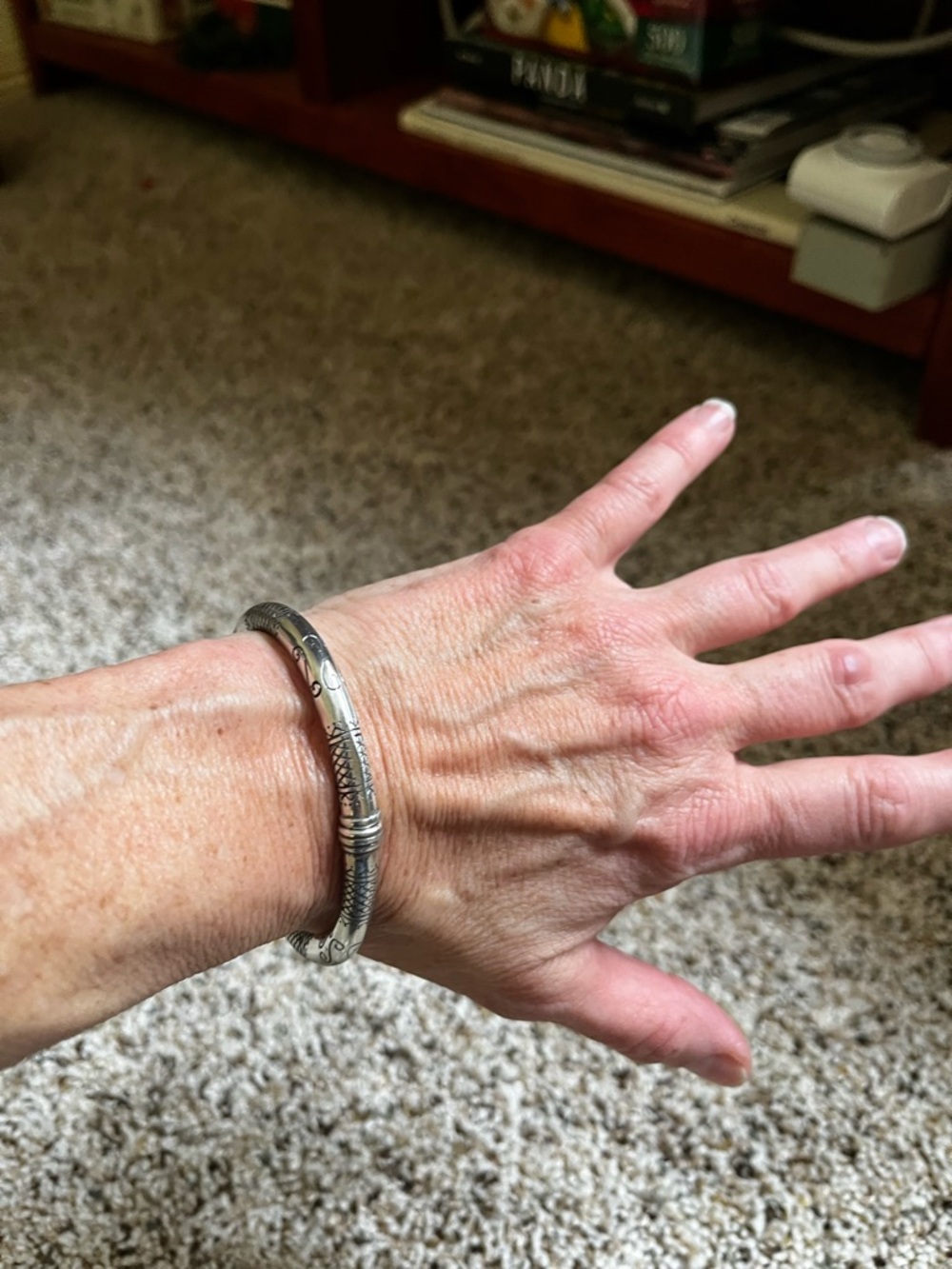 Brighton Silver-Tone Engraved Bangle Bracelet